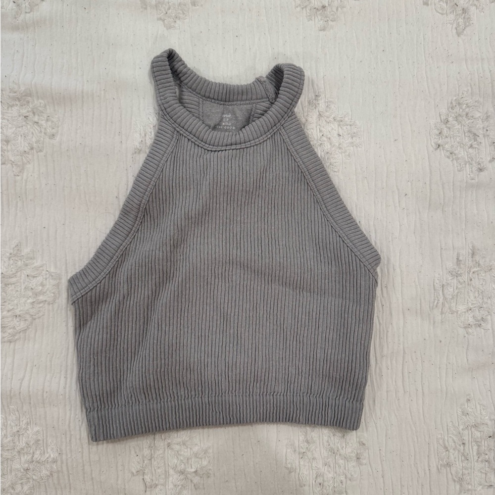 Aerie Gray Ribbed Tank Top
